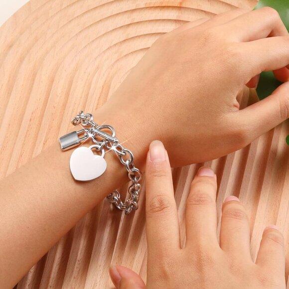 Personalized Initial Name Stainless Steel Trendy Cable Chain Bracelet Neckalce S - Picture 3 of 7